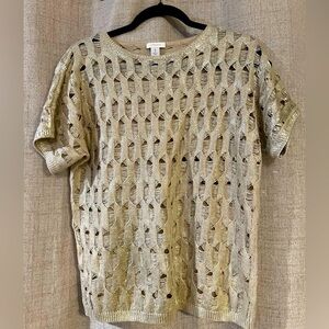 Chico’s Metallic Open-Knit Sweater (Size 1 - Medium) Christmas